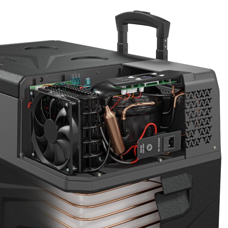 Kompresor w lodówce turystycznej Yolco BCX50 CARBON