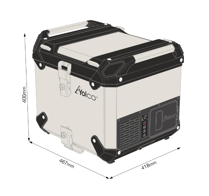 Wymiary lodówki kompresorowej Topcase Yolco MCX17 SILVER